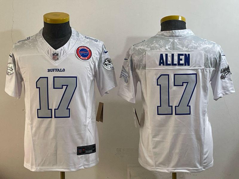 Youth 2025 Buffalo Bills #17 Allen white 5th generation Throwback Nike Limited NFL Jersey style 010